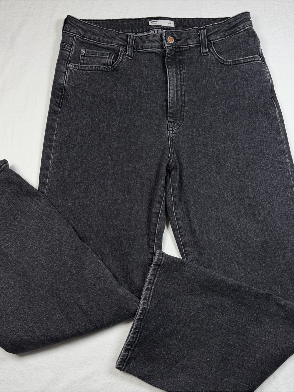 Cubus Wide Winnie High Waist Wide Leg Jeans Black L 32 Organic Recycled Denim